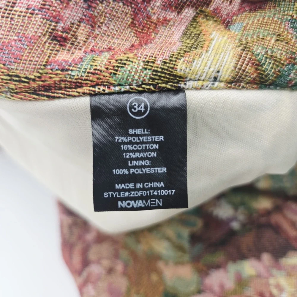 Fashion‎ Nova Men's 34X35 Denim Floral Flared Tapestry Cargo Pockets Lined Pants